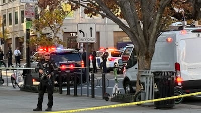 The scene near the shooting at the Farragut West metro station in Washington on Wednesday. Kyle Fitzgerald / The National