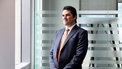 Stephen Millington, managing director for the Middle East at Alvarez & Marsal, is pictured in his office at the Dubai International Financial Centre. Pawan Singh / The National
