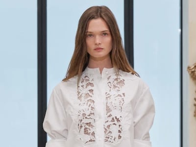 An openwork shirt made by Charvet for the Chanel spring/summer 2026 collection. Photo: Chanel