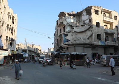 A building damaged in regime bombardment in the rebel-held city of Idlib in north-western Syria. AFP