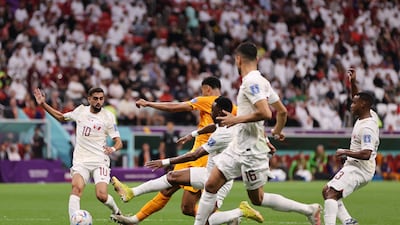 Cody Gakpo fires the Netherlands into a first-half lead. Getty