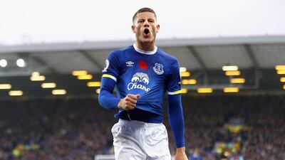 Ross Barkley of Everton celebrates scoring his side’s second goal. Michael Steele / Getty Images