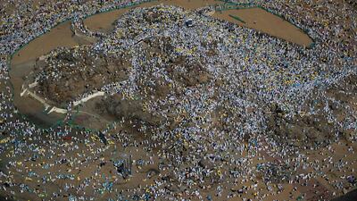 Muslim pilgrims gather on Mount Mercy on the plains of Arafat during the annual Hajj pilgrimage, outside the holy city of Makkah, Saudi Arabia August 10, 2019. Reuters