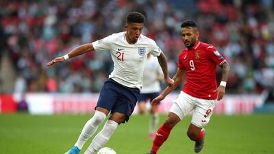Jadon Sancho in action for England against Bulgaria last October. PA