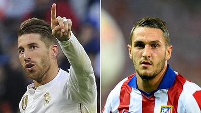 Sergio Ramos, left, and Koke, right, teammates for Spain, will be rivals on Wednesday in the Champions League quarter-final second leg. (Photos: Ballesteros / EPA and Gerard Julien / AFP)