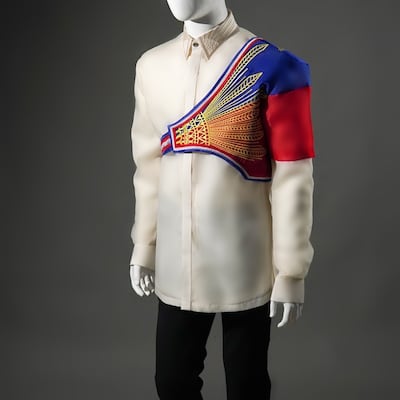 The traditional shirt to be worn by Team Philippines at the Paris Olympics, designed by Francis Libiran. Photo: @olympic.ph / Instagram