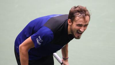 Daniil Medvedev celebrates after winning his US Open quarter-final against Andrey Rublev. AFP