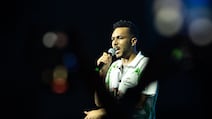 Hip-hop star Wegz performs at the Beat the Heat event at The Agenda, in Dubai Media City. Ruel Pableo for The National