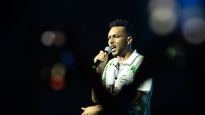 Hip-hop star Wegz performs at the Beat the Heat event at The Agenda, in Dubai Media City. Ruel Pableo for The National