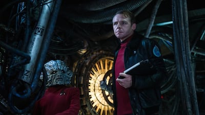Simon Pegg, right, as Scotty with his assistant Keenser (played by Deep Roy) in Star Trek Beyond. Kimberley French / Paramount Pictures