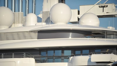 The yacht 'Scheherazade', which is about 140 metres long and worth over 700 million dollars, is moored at the 'The Italian Sea Group' shipyard. Getty Images
