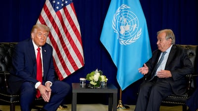 US President Donald Trump meets UN Secretary General Antonio Guterres in New York City, on September 23, 2025. Reuters