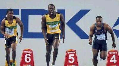 Jamaica's Usain Bolt was disqualified at the world championships last year after a false start.