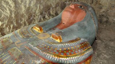 This picture released by Egypt's antiquities ministry on November 13, 2016, shows a sarcophagus containing a millennia-old mummy which was found by Spanish archaeologists near the southern Egyptian town of Luxor. AFP Photo / HO / Egyptian Antiquities Ministry