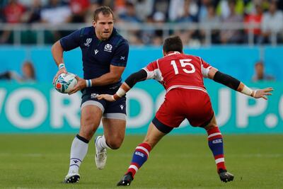 Fraser Brown, left, will start at hooker for Scotland after captain Stuart McInally was dropped. AFP
