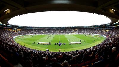 A general view inside the near full capacity Sky Stadium during the Bledisloe Cup match between the New Zealand and the Australia. Getty Images