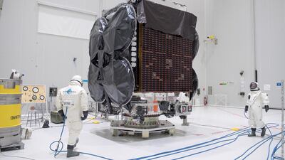 Fueling of the new Al Yah 3 satellite, which launches early tomorrow morning.