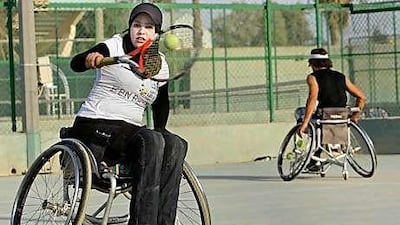 Zainab Khadim Alwan trains at al-Sha'ab stadium in Baghdad.