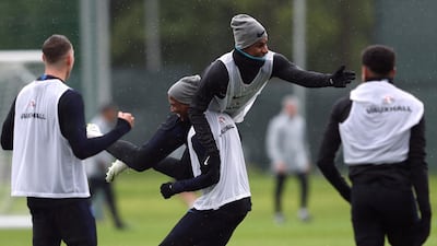 Marcus Rashford and Ashley Young during training. Reuters