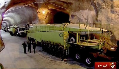 Missile launchers in an underground tunnel at an unknown location in Iran. AFP
