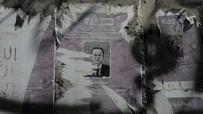 Posters on the building of the central bank of Lebanon in Beirut, days after the governor Riad Salameh ended his 30 years in office on August 4, last year. Getty Images