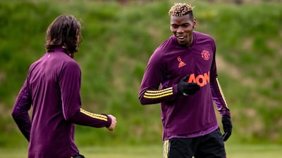 Paul Pogba during Manchester United's training session at the Aon Training Complex on Wednesday, April 14, 2021. Getty