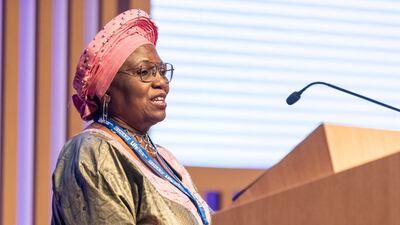 Amb Yvette Stevens, Executive in Residence Geneva Centre for Security Policy, speaking at the conference