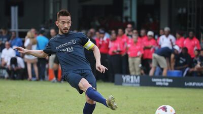 Hidetoshi Nakata of Team Laureus scores a goal during the Laureus All Stars Unity Cup in Kuala Lumpur, Malaysia on Tuesday. Ian Walton / Getty Images / March 25, 2014