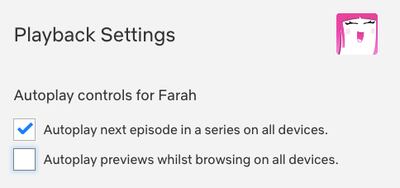 To turn off Netlfix previews on web browsers, check or uncheck the box in the 'Playback Settings' menu under Account settings. Photo: Netflix