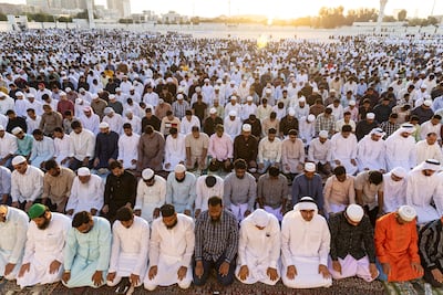 Eid al Fitr morning prayers in Bur Dubai. Antonie Robertson/The National