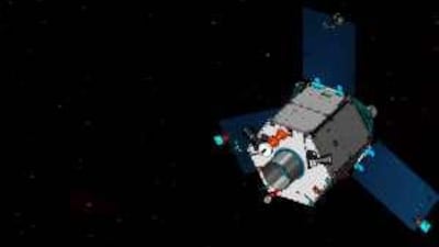 Artist's rendering of the DubaiSat-1 satellite in orbit.