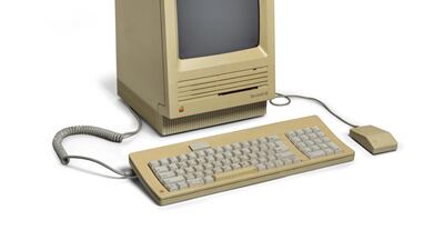 The Macintosh comes with a 20MB internal hard drive, keyboard, mouse and additional back-up hard drive. Photo: Bonhams