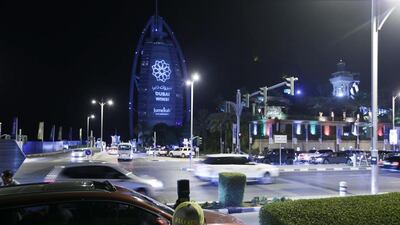 Revellers congregate outside the Burj Al Arab. Antonie Robertson / The National