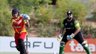 Kai Smith bats during the game between Abu Dhabi and Dubai in the Emirates D10 in July 2020. Chris Whiteoak / The National