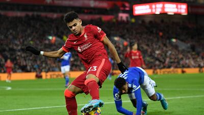 Liverpool midfielder Luis Diaz controls the ball. AFP