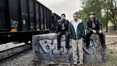 The members of Al Thawra, an experimental metal punk band that features Middle Eastern rhythms. glitterguts.com