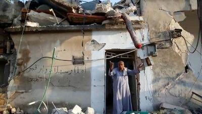 Jet-borne rocket and bomb barrages launched by the Syrian Air Force this week flattened large swathes of Azzaz's Al Hara Al Kablie residential neighbourhood.