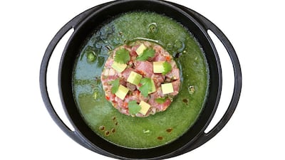 Duck tostadas with coriander sauce by Oscar Rito. Pawan Singh / The National