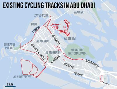 Cycle paths across Abu Dhabi. Roy Cooper / The National