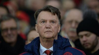 Manchester United manager Louis van Gaal looks on before the English Premier League football match between Manchester United and West Ham United at Old Trafford in Manchester, north west England, on December 5, 2015. AFP PHOTO / OLI SCARFF