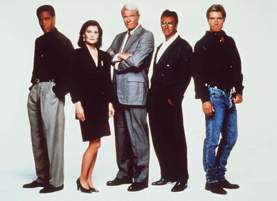 From left, Phil Morris, Terry Markwell, Peter Graves, Thaao Penghlis and Tony Hamilton. Getty Images