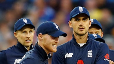 England's Ben Stokes, second from left, and Alex Hales, second from right, are in trouble. Peter Cziborra / Reuters