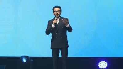 Ahmed Helmy Egyptian actor speaks at the Arab Hope Makers initiative. Chris Whiteoak / The National