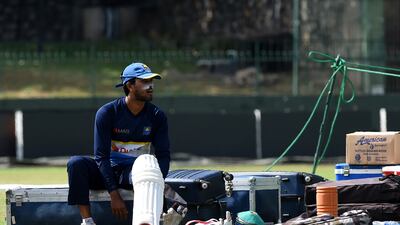 Sri Lanka captain Dinesh Chandimal takes part in a practice session at the Sinhalease Sports Club Ground in Colombo. Ishara S Kodikara / AFP