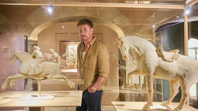 Chris Hemsworth visited Zayed National Museum on Saadiyat Island as part of his latest tour of the emirate. Photo: Department of Culture and Tourism - Abu Dhabi