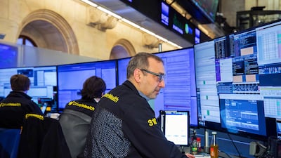 Traders at the New York Stock Exchange. Brent fell 4 per cent at the end of trading on Tuesday while WTI was 3.5 per cent lower. AP