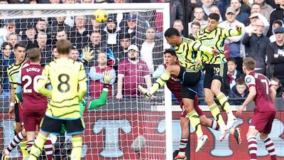Headed opening goal from corner after sustained period of Gunners pressure for second goal of season. Rest of game was walk in park for French centre-half. PA