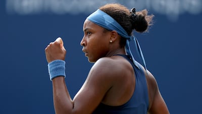 Coco Gauff after winning a point against Alina Korneeva. AFP