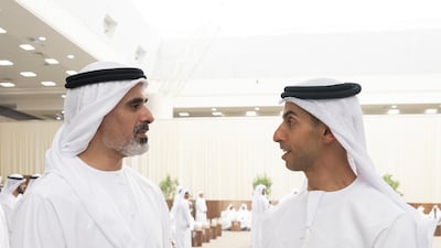 Sheikh Khaled and Sheikh Khaled bin Zayed, Chairman of the Board of Zayed Higher Organisation for Humanitarian Care and Special Needs
