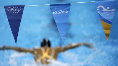 An unidentified athlete trains in the Olympic pool of the aquatics centre ahead of the 2016 Rio Olympics in Rio de Janeiro, Brazil, Tuesday, August 2, 2016. Matt Slocum / AP Photo
